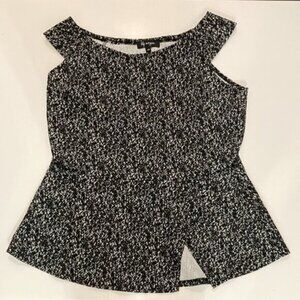 LILY Morgan Black White Peplum Sleeveless Top Large​​​​​​​​